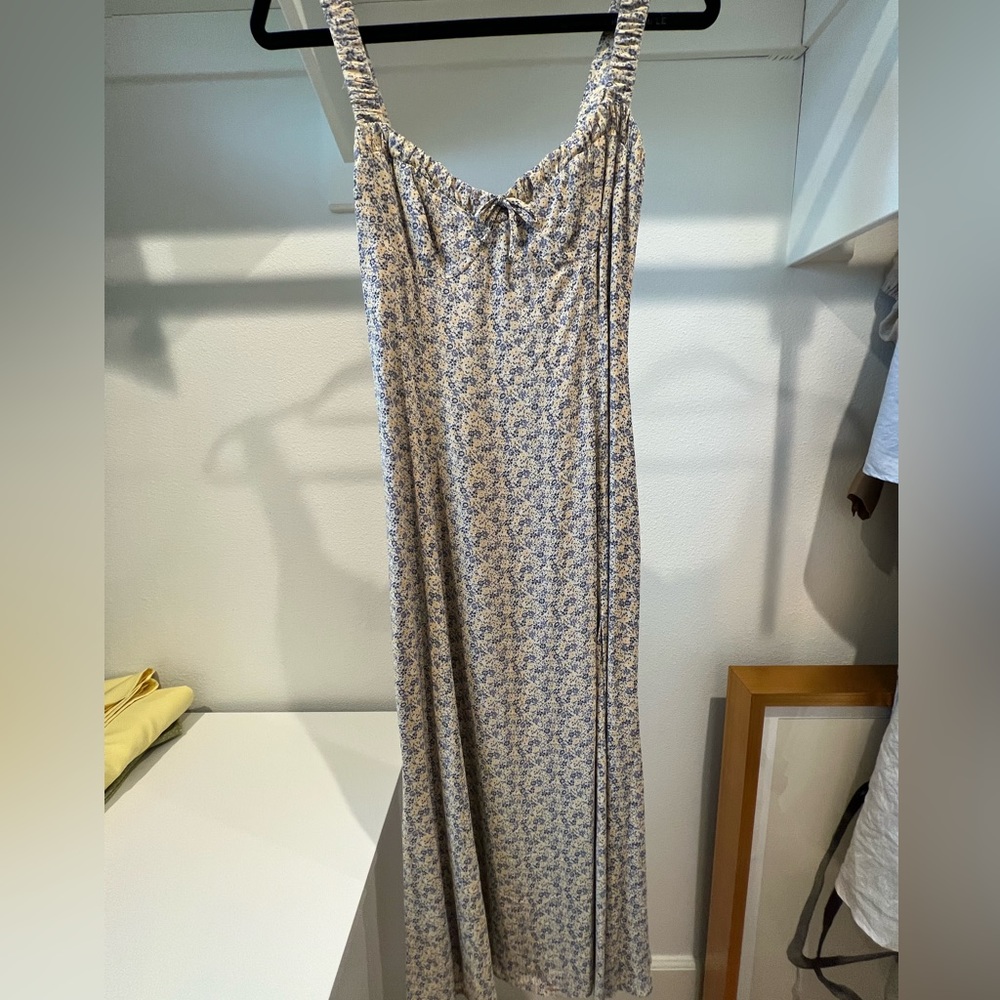 Reformation Floral Maxi Dress in Cream and Blue